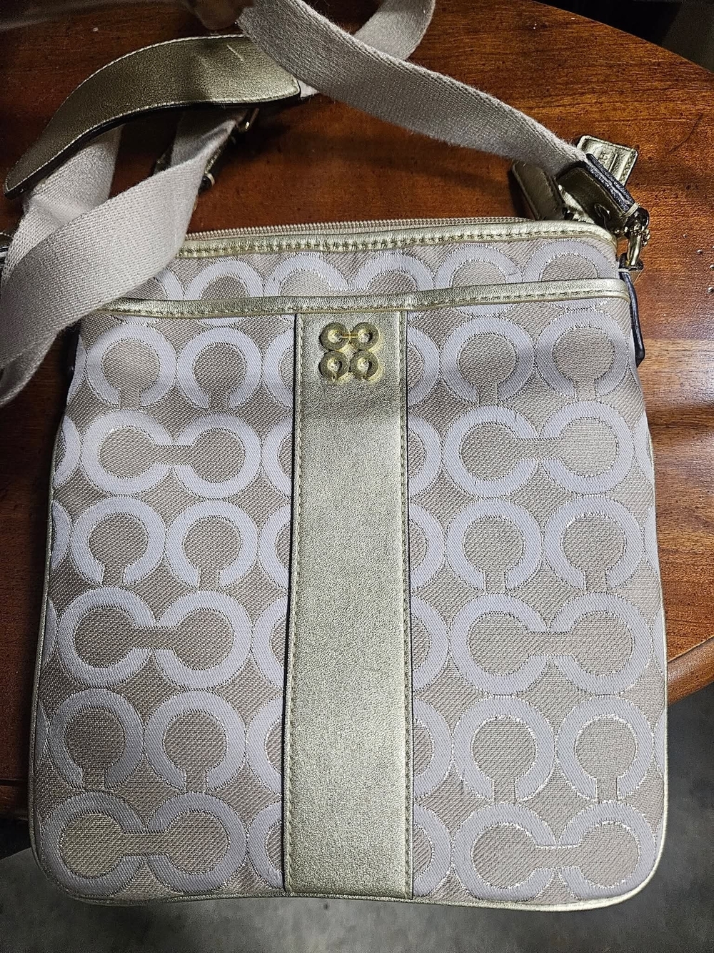 Coach Metallic Gold Signature Crossbody Bag